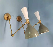 1950s Diabolo Brass Wall Sconce Pair Mid Century Italian Swing Arm Reading Lamp