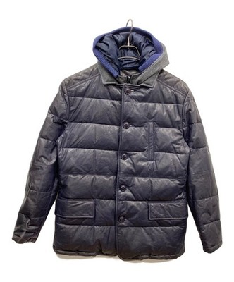 Authentic PRODUZIONE T'SINT LOT NO.A Leather Down Jacket 48 Navy Men  #9370