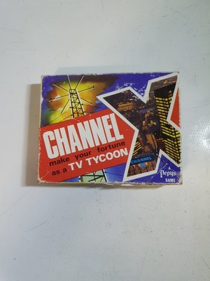 Vintage PEPYS SPIEL ''CHANNEL X'' TV Tycoon Spiel komplett (1966)