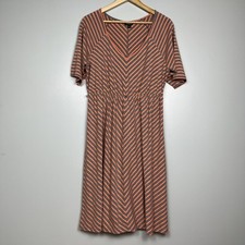 TORRID Women’s Plus Size 2 Gray Orange Striped Dress Knit Comfy Stretch EUC