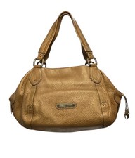 Cole Haan Village Satchel Handbag Pebbled Leather Gold Zip Top Dual Handles