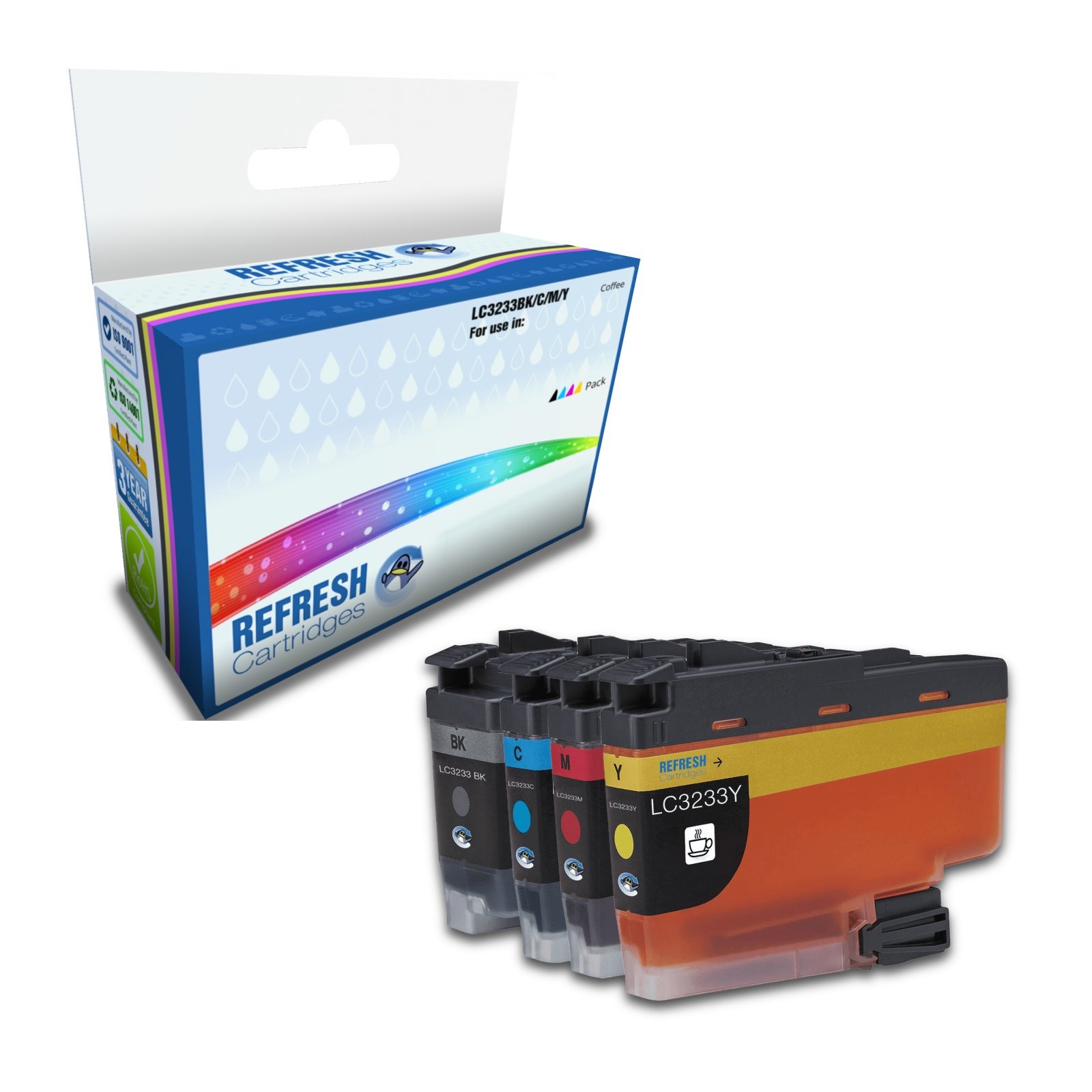 Refresh Cartridges Full Pack LC3233BK/C/M/Y Ink Compatible With Brother Printer