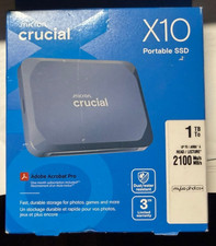 Crucial X10 1TB 100% Health External SSD Up to 2,100MB/s USB 3.2 USB-C Blue