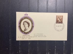 Tokelau Islands 1953 1cover to Switzerland QE II Coronation Light BPA Cachet ?