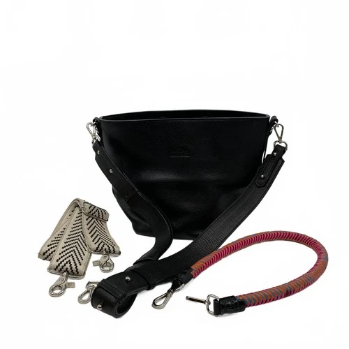 Mecha Mendez Vegetable Bucket Bag | Leather Black Shoulder Bag, OS