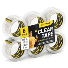 X-Tape Clear Packing Tape 6 Rolls / 390 Total Yards , Heavy Duty Packaging T...