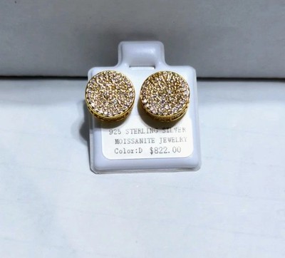 Herren 1,20 kt Moissanit 925 Gold Vermeil Micro-Pave Schraubstecker, mit GRA-Karte