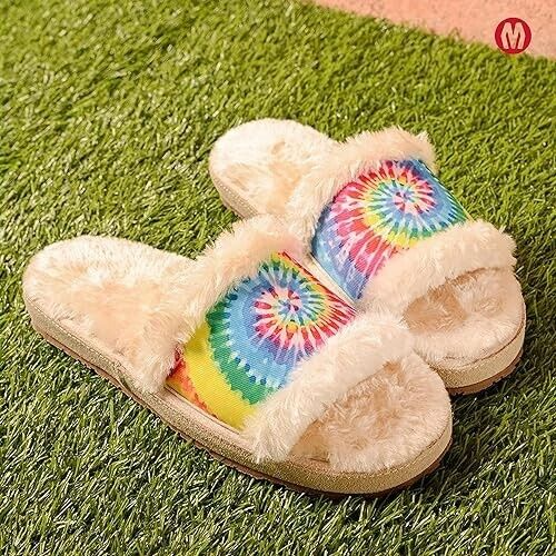 APL Sandali ciabatte Minnetonka tie dye Leena slip on pelliccia sintetica scarpe donna 8 M