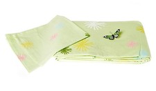 Cotton Fantasy Queen Lime Green Flowers Duvet Cover Shams Flat Sheet Set of 4