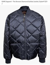 NEW Embroidered GAME Apparel Men's 1221-J The Bravest Diamond Quilt Jacket Navy