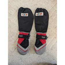 Kids L-Bow Black Red Grey Mittens Size 2-4 Good Thinsulate Gauntlet Waterproof
