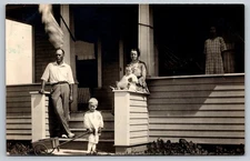 Vintage 1920 Family Photo Postcard AZO Stamp Box