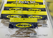 7 Pack Lot Deps Sakamata Shad 5" #114 Champagne Pepper/Neon Pearl Soft Plastic