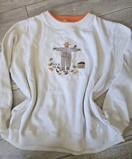 Vintage Shenanigans Sweatshirt White Long Sleev Scarecrow Fall Autumn Pumpkin 11