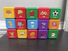 Fisher Price Laugh & Learn Sensory Stacking Blocks, Cubes Lot of 15 First Words