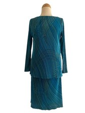 Virgo Vintage USA Made Teal Blue, Green Multi Color Top & Skirt Women’s Size 12