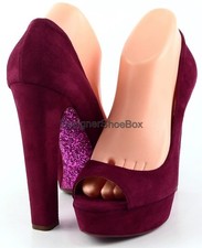  690 MIU MIU 5KP219 Bouganville Suede Glitter Designer Open Toe Pumps 9 EUR 40