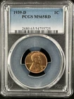 1939-D  1C RD Lincoln Wheat One Cent  PCGS MS65RD  54755725