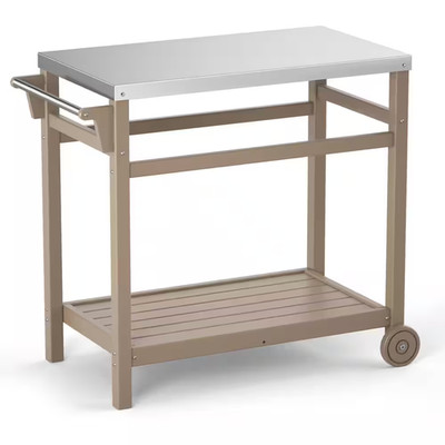 34 In. X 19 In. X 33 In. Wood Rectangular Outdoor Steel Grill Cart