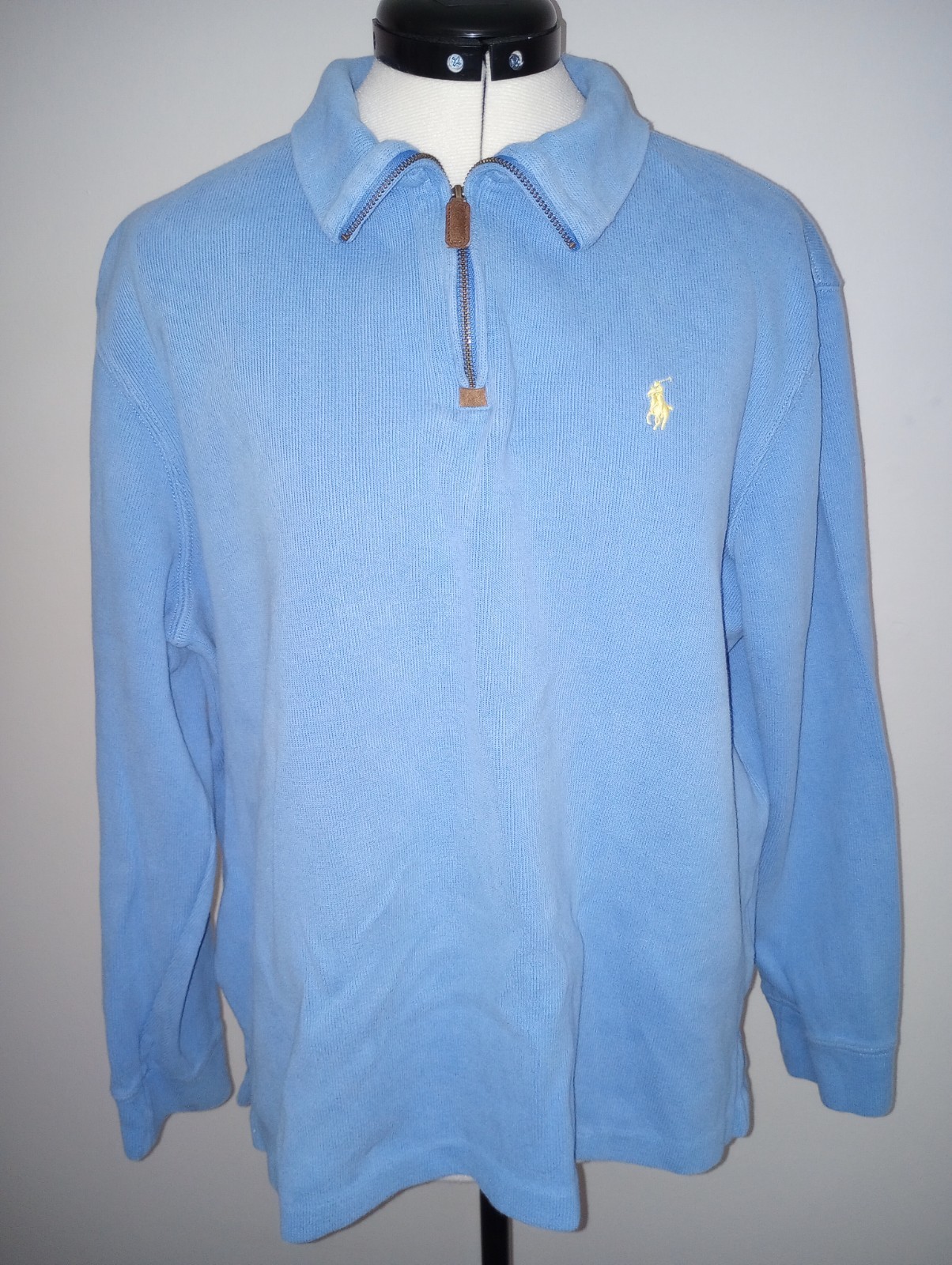 Polo Ralph Lauren uomo manica lunga blu 1 4 zip pony logo felpa giacca L