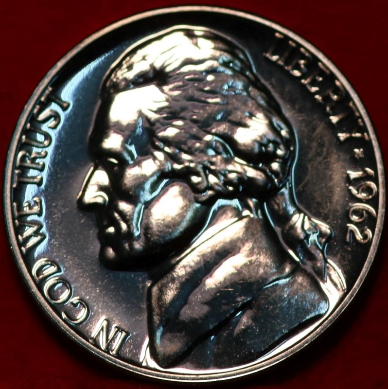 Uncirculated Proof 1962 Philadelphia Mint Jefferson Nickel Not Silver