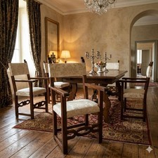 Set Salottino Antico 3 Poltrone 1 Sedia Noce Italia Inizi XIX secolo