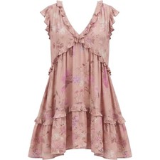 Spell & The Gypsy Collective Wild Bloom Ruffle Mini Dress Pink Floral XS