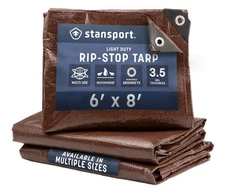 Versatile 6' x 8' Brown Tarp with Rip-Stop Technology - Lightweight & Portable
