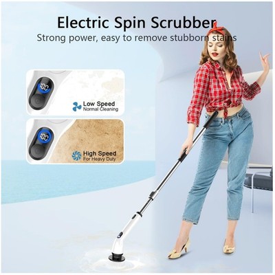 Adjustable Speed Electric Spin Scrubber for Home Cleaning