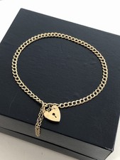 Vintage ASJ Solid 9ct 9k 375 Yellow Gold Curb Link Charm Bracelet 7.5” 2.85g