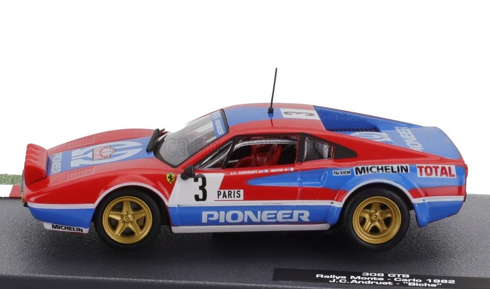 MODELLINO AUTO STATICO FERRARI 308 GTB RALLY MONTECARLO 1982 ANDRUET SCALA 1:43 - Immagine 3 di 4