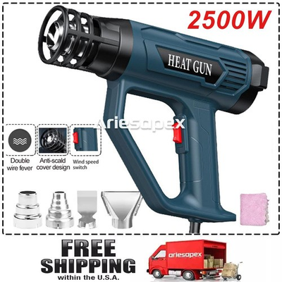 #ad 2500W Heat Gun Electric Hot Air Gun Dual Temperature Power Heater 4 Nozzles Tool $19.99