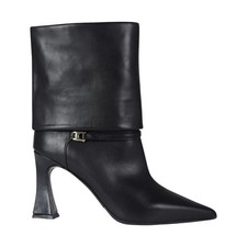 Albano Tronchetto Donna in Pelle Nera con Dettaglio Oro e Tacco Alto 95mm