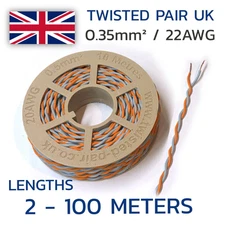 Orange & Grey Twisted Wire 22 AWG / 0.35mm² Cable