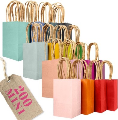 200Pcs Paper Gift Bags with Handles - 4.5''×2.5''×6'' Mini Party Favor Bags Mult...