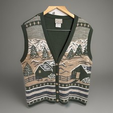 Vintage Company Collection Sweater Vest Womens Large~Winter Scene~USA Made