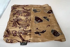 Vtg Gold, Purple Purses & Heels, Cejon Accessories Long Scarf  100% Silk  EUC