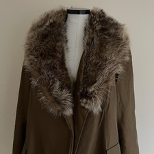 Aquascutum Jacket Raincoat Fur Collar Royal Appt Queen Mother Vintage 80s Uk 12