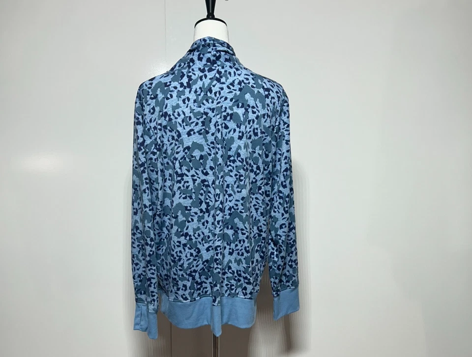 Женский кардиган Cuddl Duds размер XL синий анималистический принт на одной пуговице с отверстиями для пальцев свитер - Изображение 4 из 4