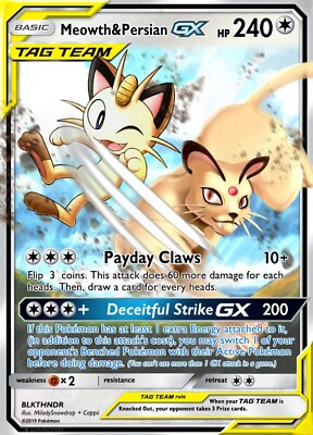 Tag Team Meowth & Persian GX Pokemon Card Art Poster | eBay