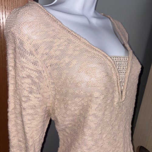 Ripcurl Womens Knit V Neck Embroidery Pullover Soft Sz Lg Sweater Beige Cream - Picture 9 of 19