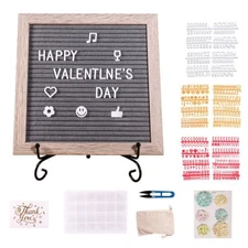 SICOHOME Wooden Letter Board,10x10 inches,Felt Letter Boards Include 445 White/R