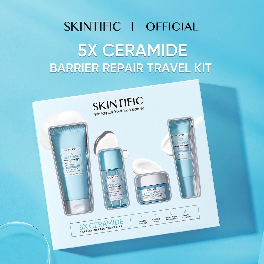 SKINTIFIC 5X Ceramide Travel Kit Set + Brightening Travel Kit Set