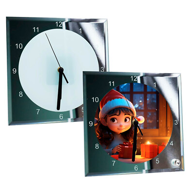 20pcs 7.8'' x 7.8'' Sublimation Blank Mirror Edge Glass Photo Frame with Clock