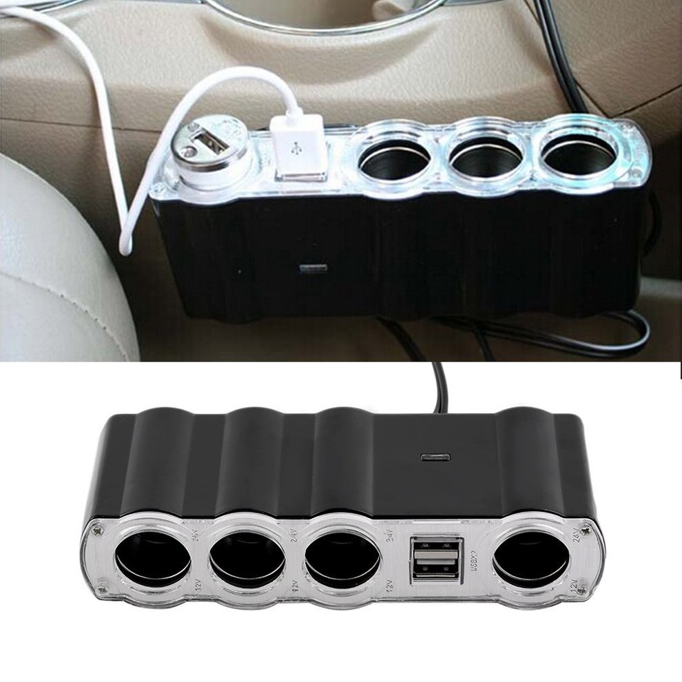 4 Way Multi Socket Car Cigarette Lighter Splitter Usb Plug Adapter