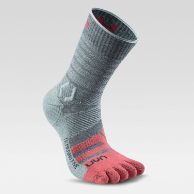 UYN Damen - Trekking Five Merino - 5 Zehen Performance Wandersocke - Grau/Coral