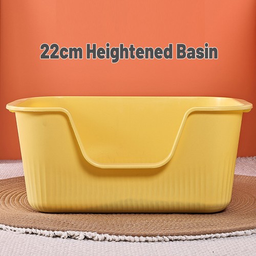 Large Cat Litter Box Open Toilet Semi Enclosed Yellow Tray Splash Proof Pet AU - Picture 7 of 12