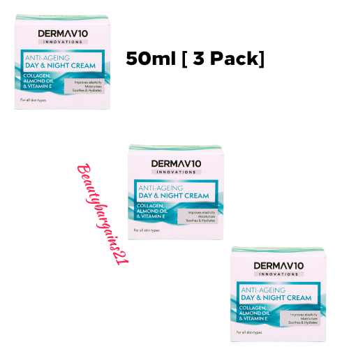 Derma V10 Innovations anti-ageing day and night cream collagen 50ml  3x