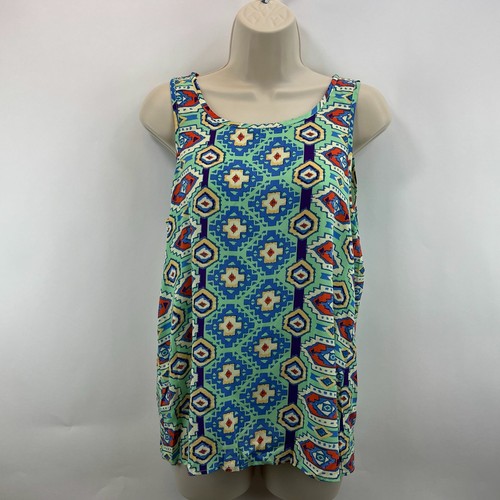 Everly Geometric Sleeveless Blouse Top Mint Green Women's Size S NWT