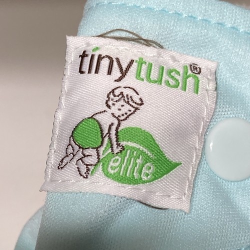 NWOT Tiny Tush Elite Pocket One Size Snaps Cloth Diaper Blue W/ 4 Inserts Sm/Lg - Picture 3 of 9